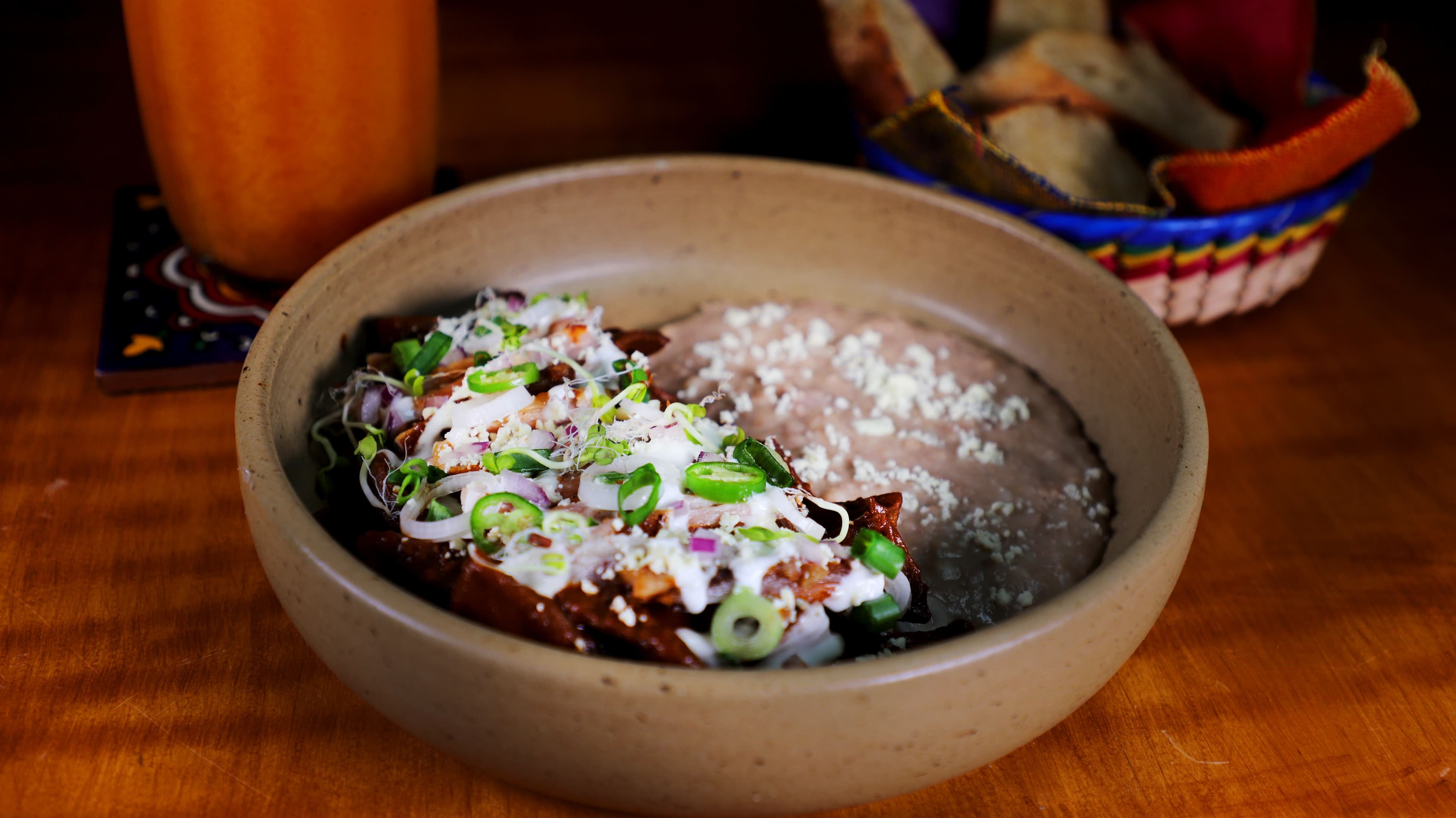 Chilaquiles with eggs and avocado